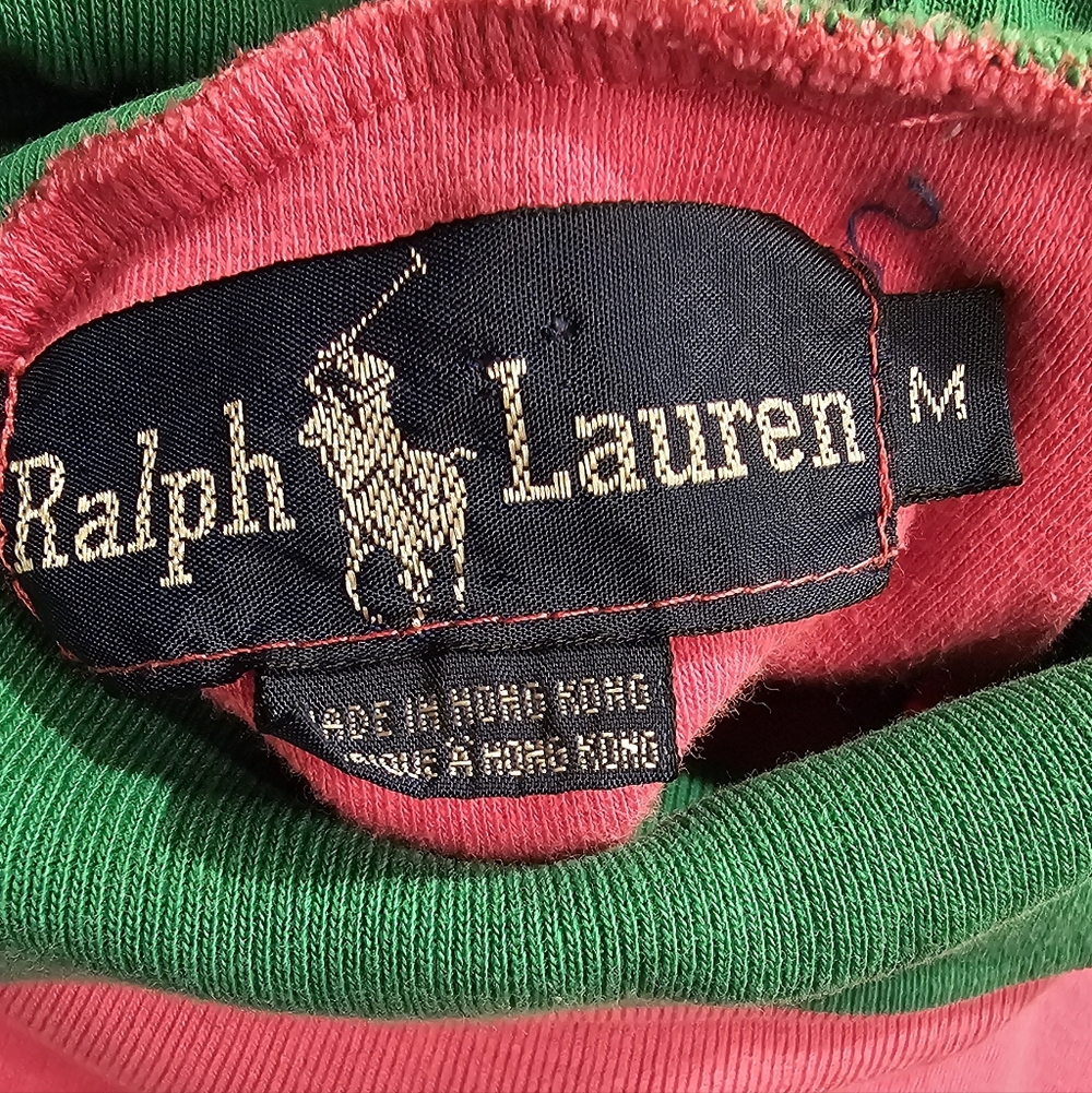 Lauren Ralph Lauren Vintage Women's Pink and Green Turtleneck With Logo Size-M - Picture 3 of 5